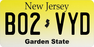 NJ license plate B02VYD