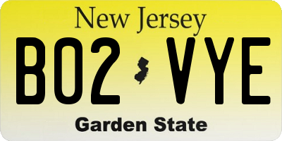 NJ license plate B02VYE