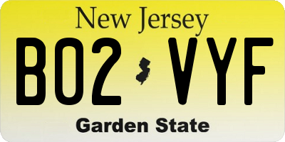 NJ license plate B02VYF