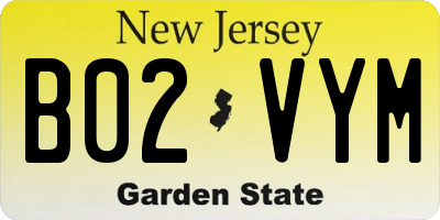 NJ license plate B02VYM