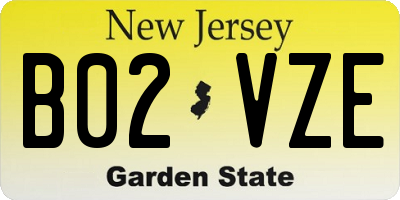 NJ license plate B02VZE