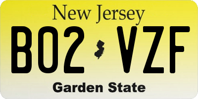 NJ license plate B02VZF