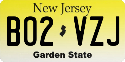 NJ license plate B02VZJ
