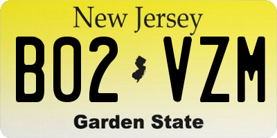 NJ license plate B02VZM