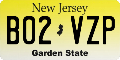NJ license plate B02VZP