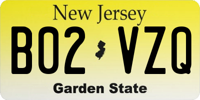 NJ license plate B02VZQ