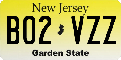 NJ license plate B02VZZ
