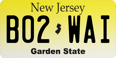 NJ license plate B02WAI