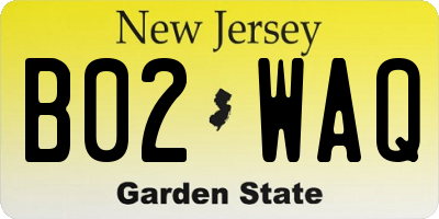 NJ license plate B02WAQ
