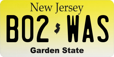 NJ license plate B02WAS