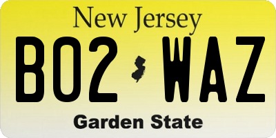 NJ license plate B02WAZ