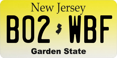 NJ license plate B02WBF