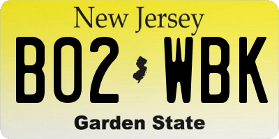 NJ license plate B02WBK