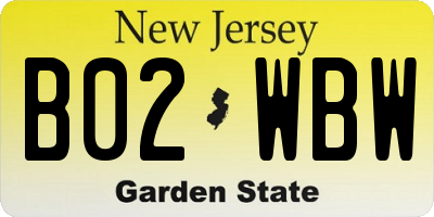 NJ license plate B02WBW