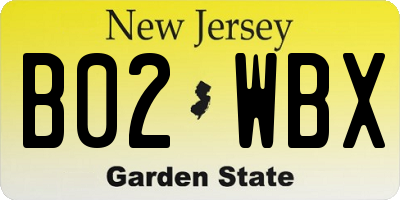 NJ license plate B02WBX