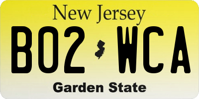 NJ license plate B02WCA