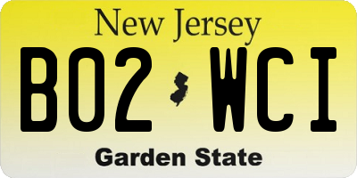 NJ license plate B02WCI
