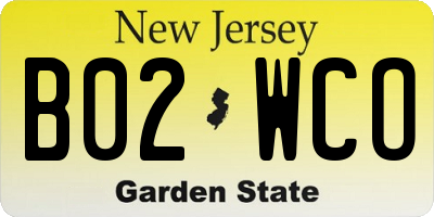 NJ license plate B02WCO