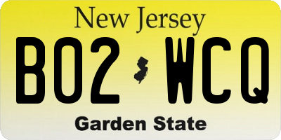 NJ license plate B02WCQ