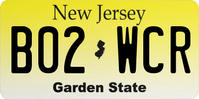 NJ license plate B02WCR