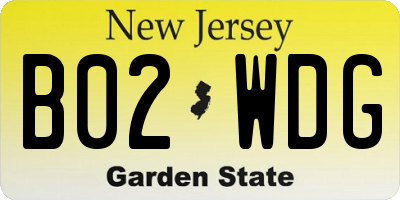 NJ license plate B02WDG