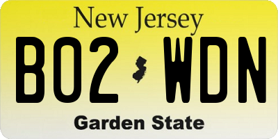 NJ license plate B02WDN