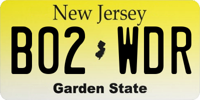 NJ license plate B02WDR