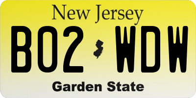 NJ license plate B02WDW
