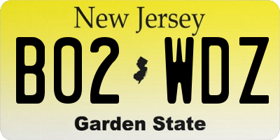 NJ license plate B02WDZ