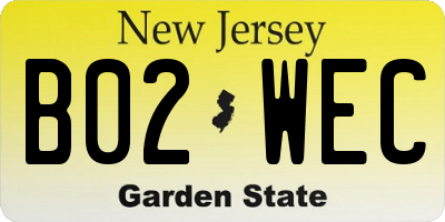 NJ license plate B02WEC