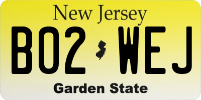 NJ license plate B02WEJ