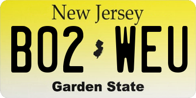 NJ license plate B02WEU