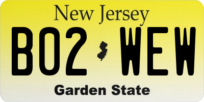 NJ license plate B02WEW