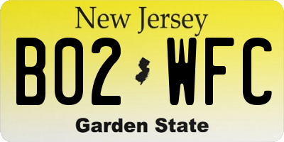 NJ license plate B02WFC