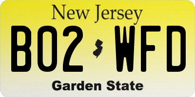 NJ license plate B02WFD