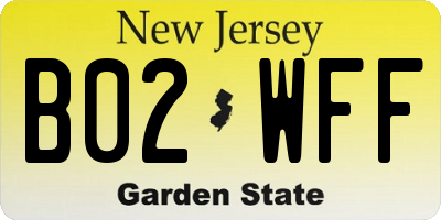 NJ license plate B02WFF