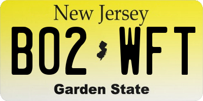 NJ license plate B02WFT