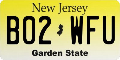NJ license plate B02WFU
