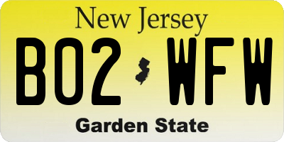 NJ license plate B02WFW