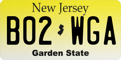 NJ license plate B02WGA