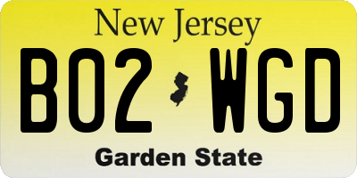 NJ license plate B02WGD