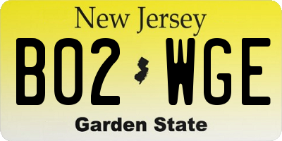 NJ license plate B02WGE
