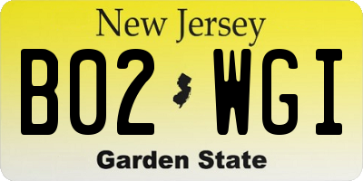 NJ license plate B02WGI