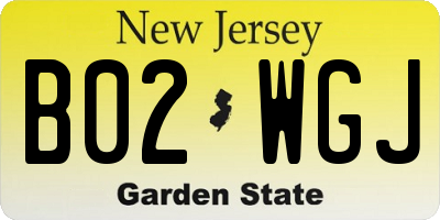 NJ license plate B02WGJ