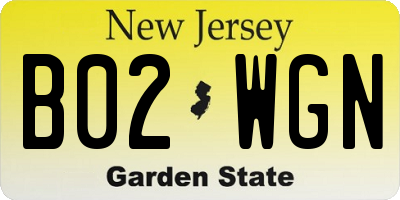 NJ license plate B02WGN