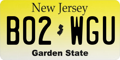 NJ license plate B02WGU