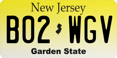 NJ license plate B02WGV