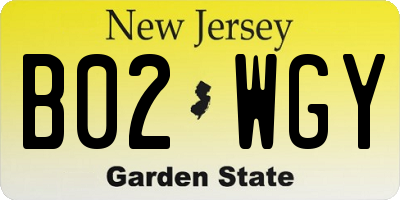 NJ license plate B02WGY