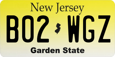 NJ license plate B02WGZ