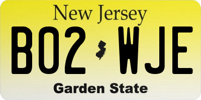 NJ license plate B02WJE